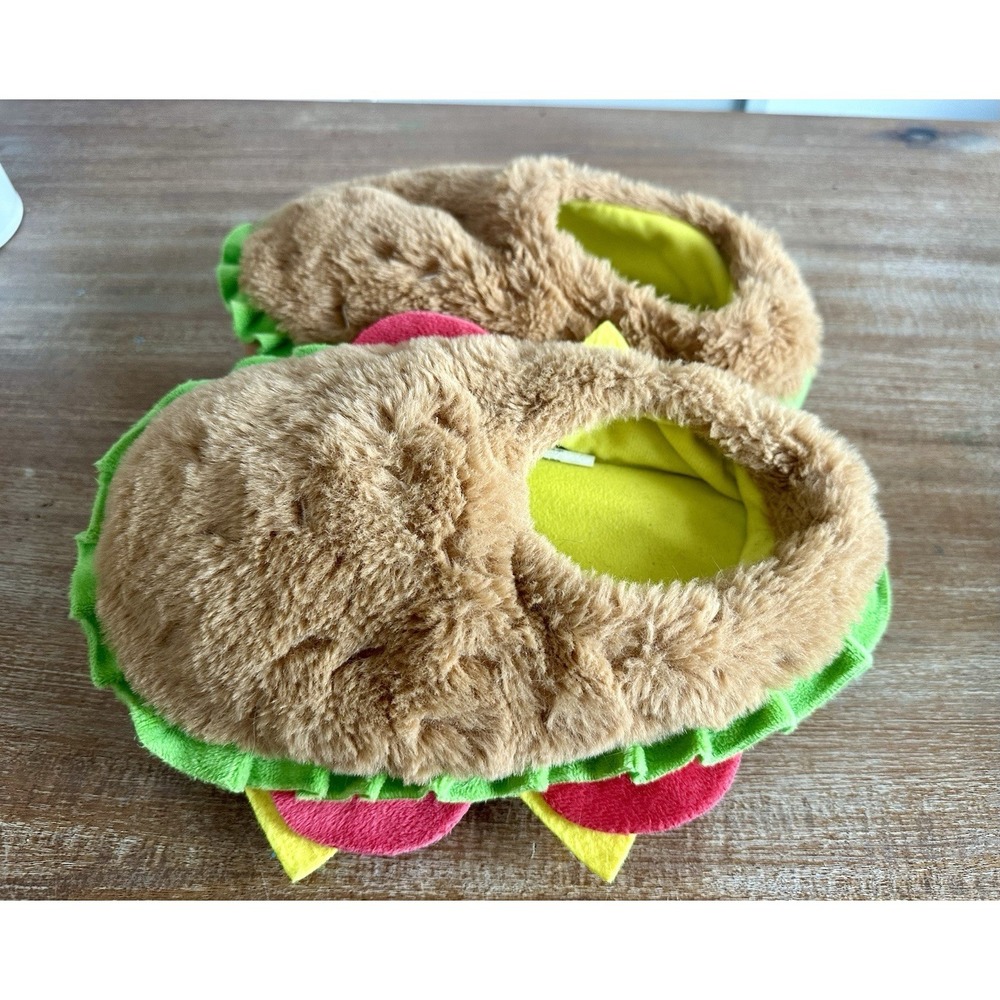 Cheeseburger Novelty Slippers Big Kids' Size 4-5 Novelty Shoes Wonder Nation